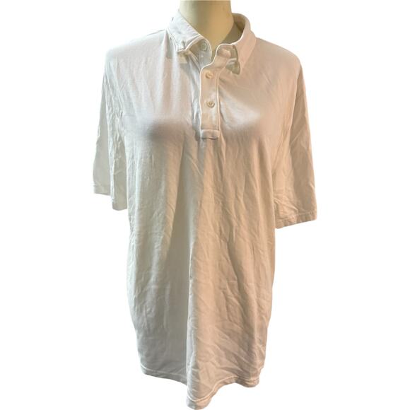 Faherty White Polo. Theee button placket and two collar buttons. - Picture 1 of 6
